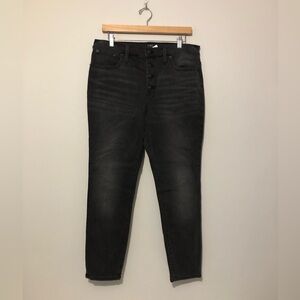 J. Crew 10” High Rise Skinny Button Up Black Denim Jeans Women’s Petite 31 EUC